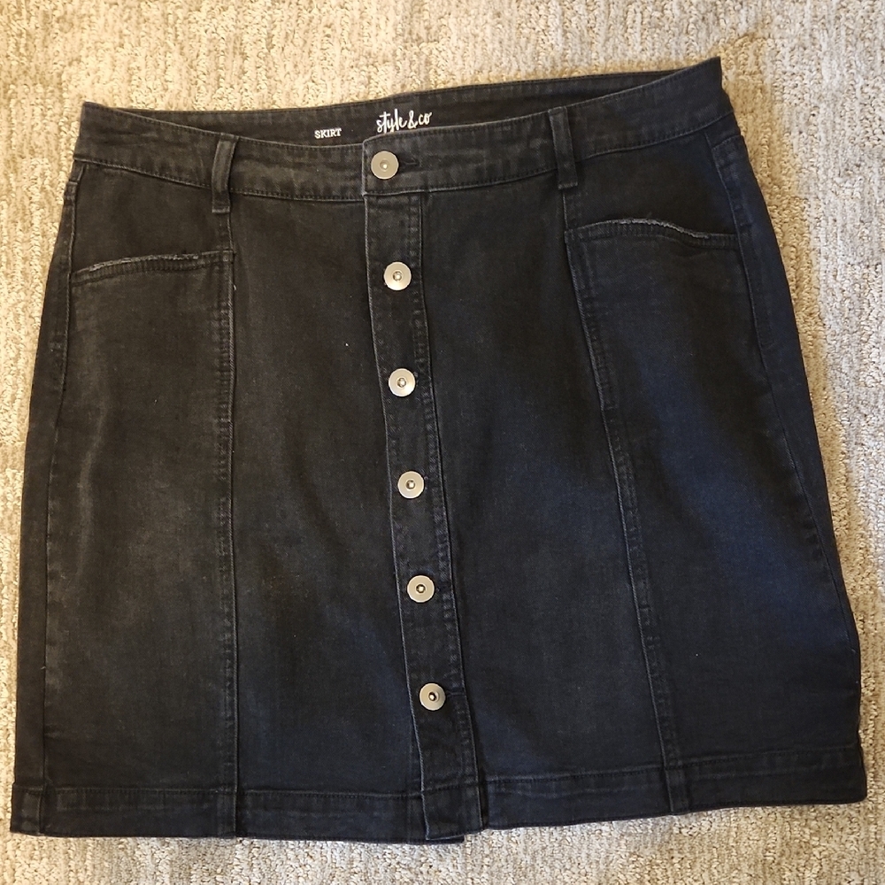 Black Denim Skirt